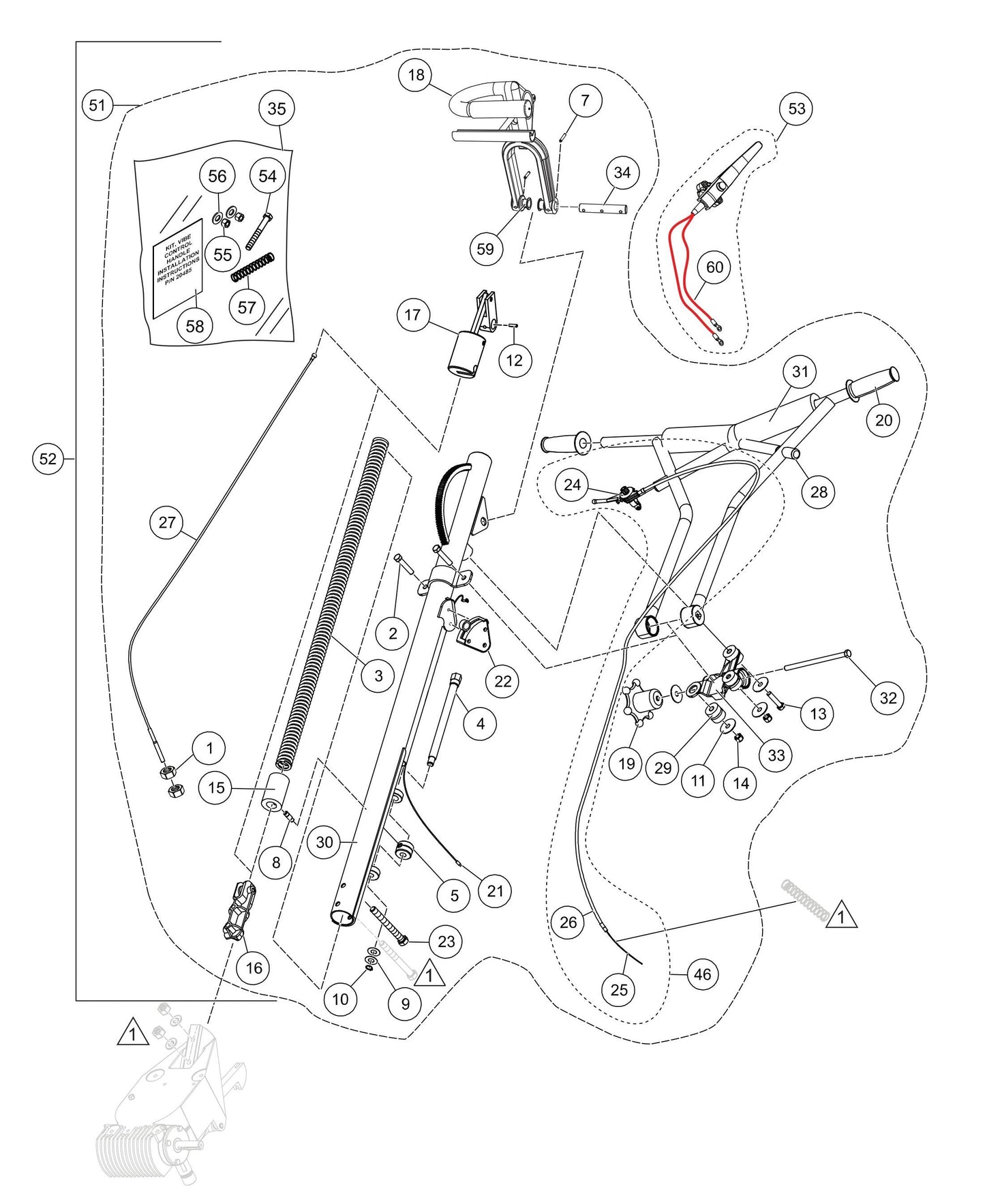 J36-M30 Quick Pitch Handle Assembly (Vibration Control) Parts