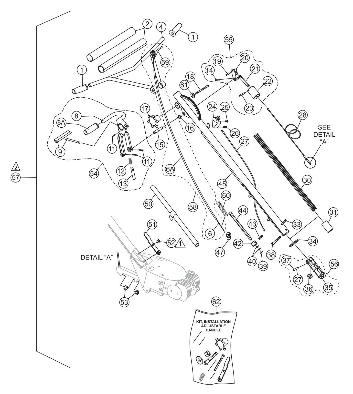 J36-M30 Quick-Pitch Handle Assembly Parts by Multiquip Whiteman