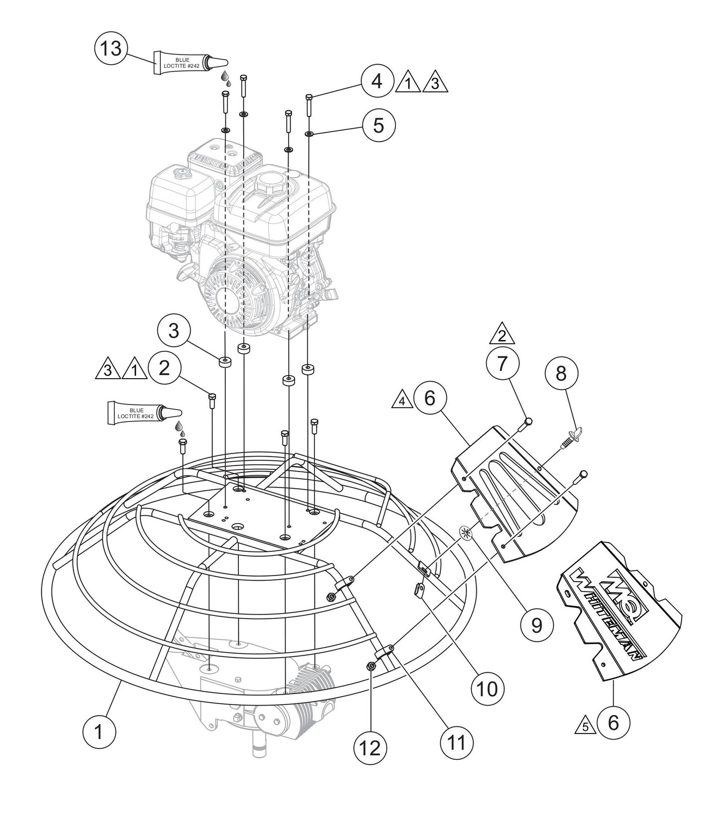 JH55C-JH90C-JS60C Guard Ring and Engine Mounting Assembly Parts by Multiquip Whiteman