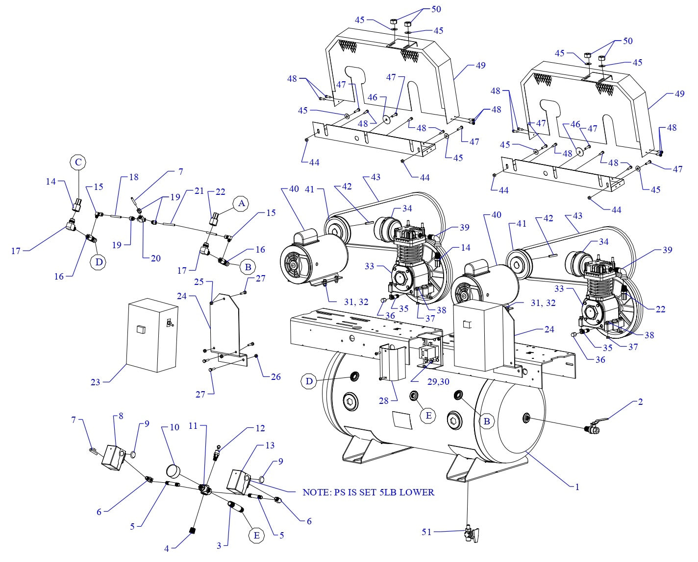 2F34C-30C-SSC Single & Three Phase Air Compressor Parts by Jenny