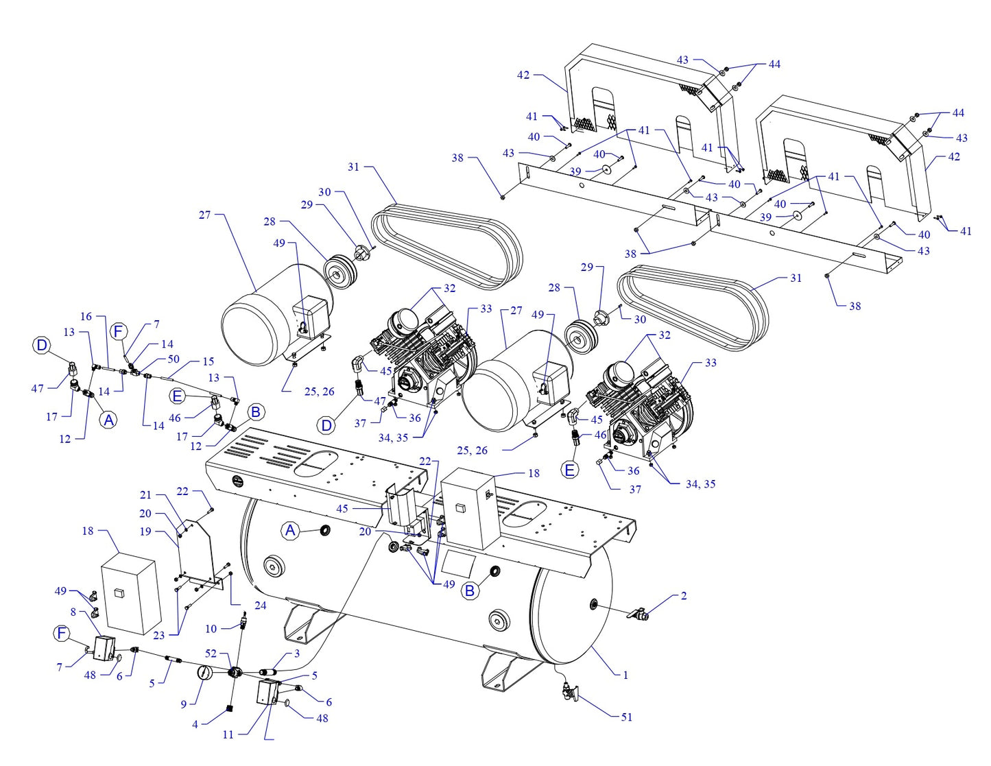 2GC5C-80C-SSC Single & Three Phase Air Compressor Parts by Jenny