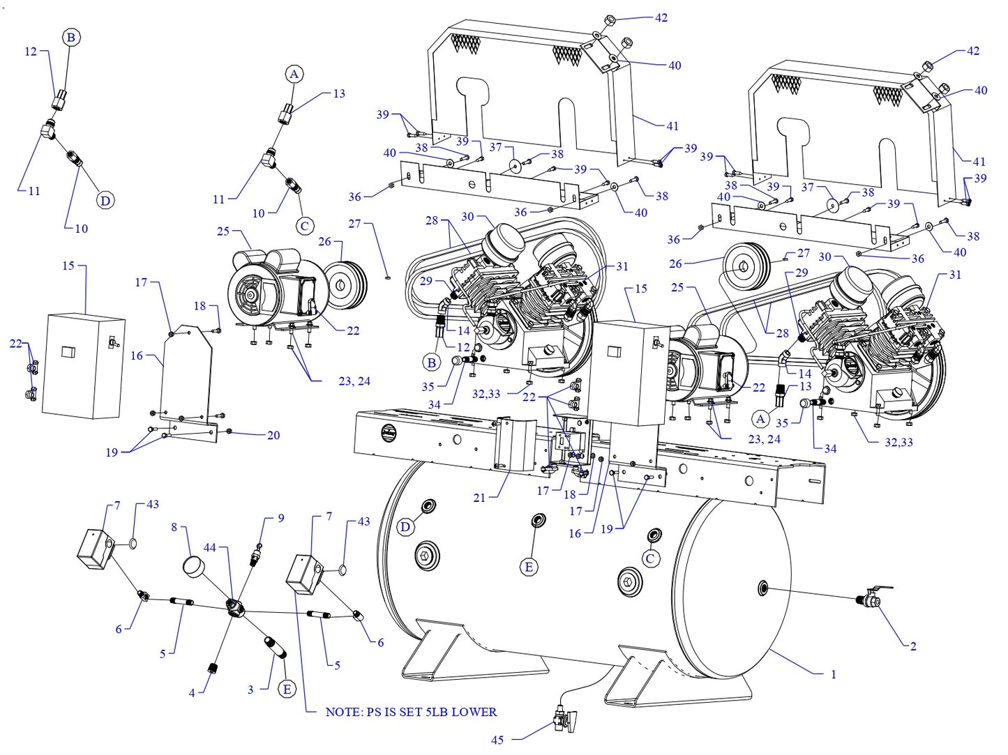 2GT2C-60C-SSC Single & Three Phase Air Compressor Parts by Jenny