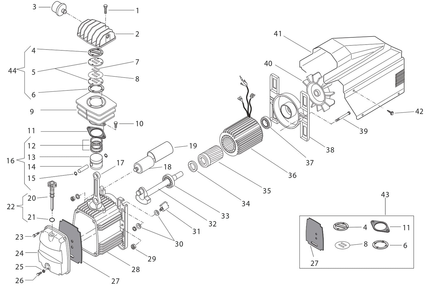 Model A2G246 Air Compressor Pump Assembly Parts By Jenny