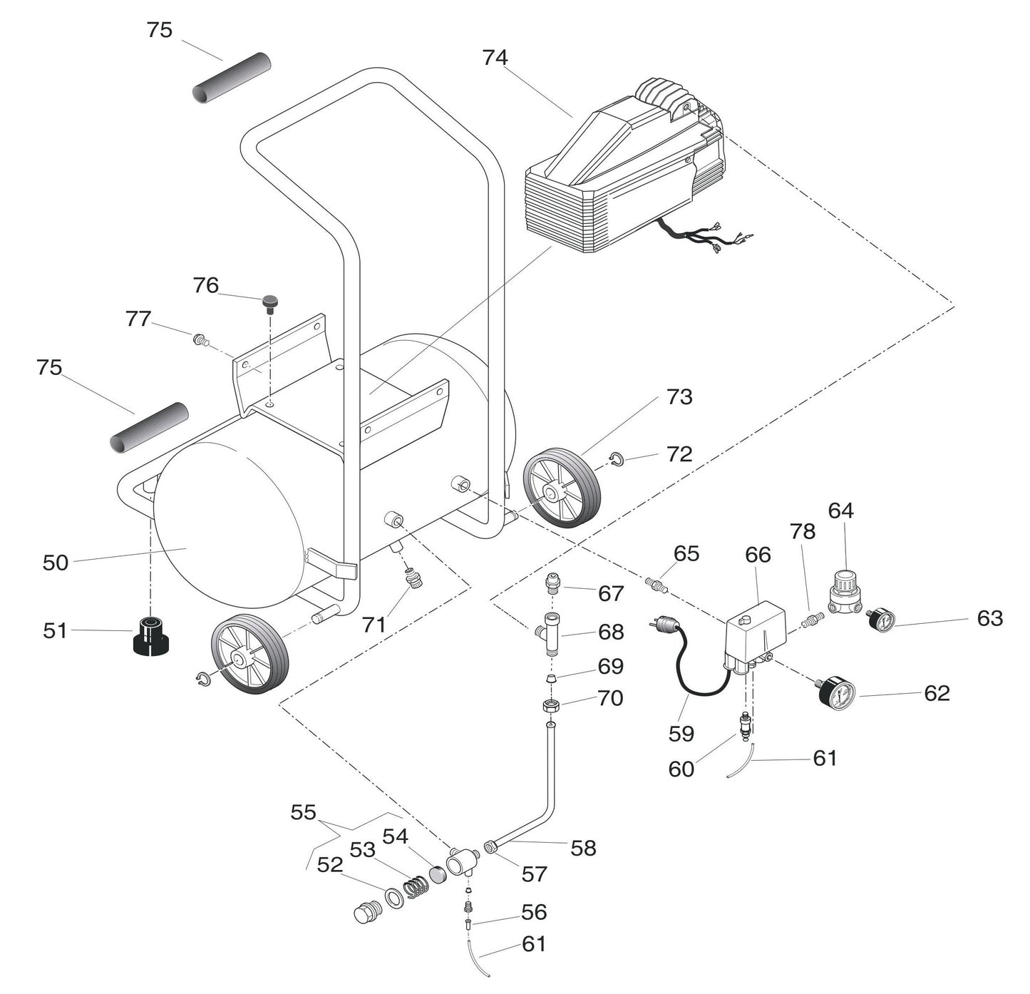 A2G246-HC5H Hand Carry Air Compressor Assembly Parts By Jenny