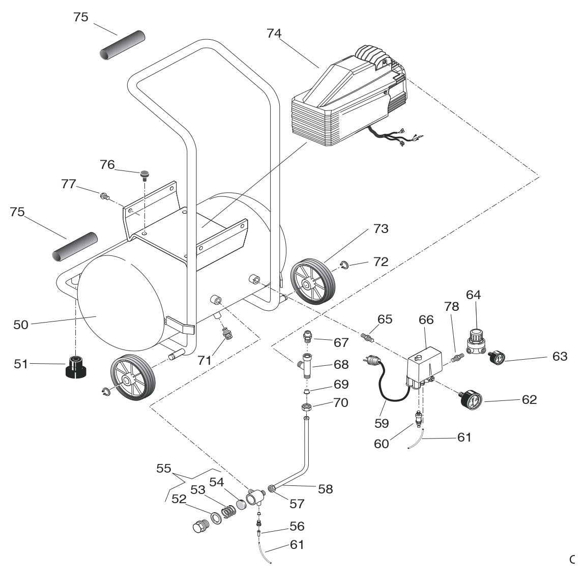 A2G246-HC5H Hand Carry Air Compressor Assembly Parts By Jenny