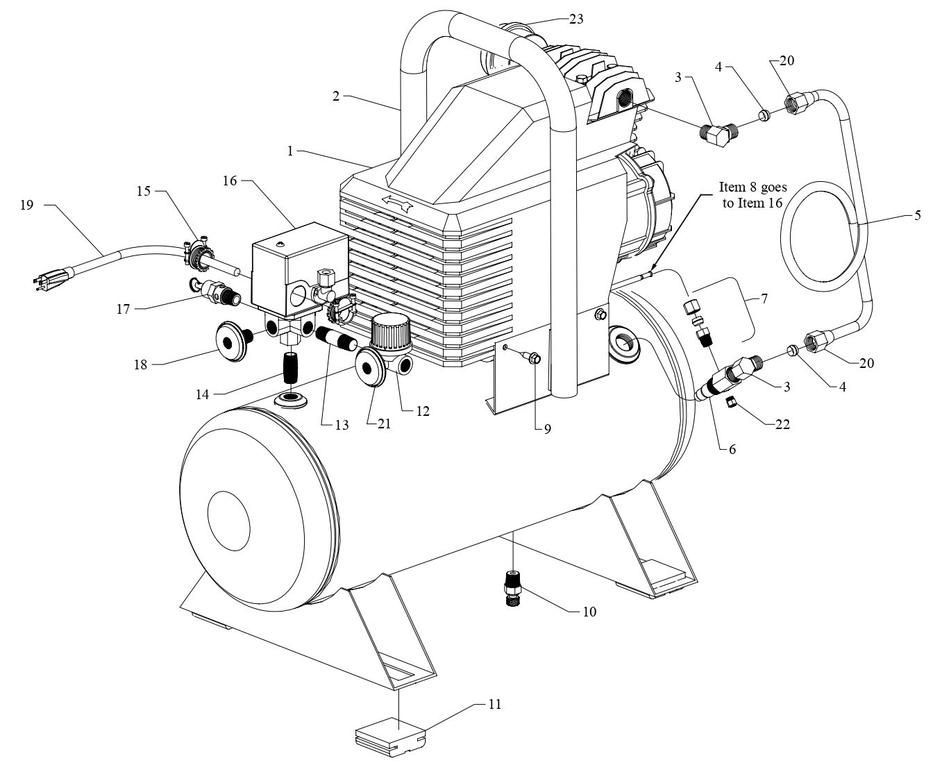 AM780-HC4H Hand Carry Air Compressor Assembly Parts By Jenny