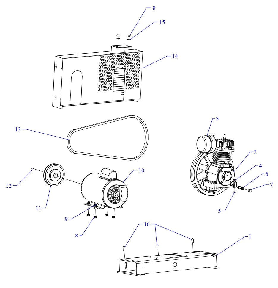 F34A-B Single Phase Air Compressor Assembly Parts By Jenny