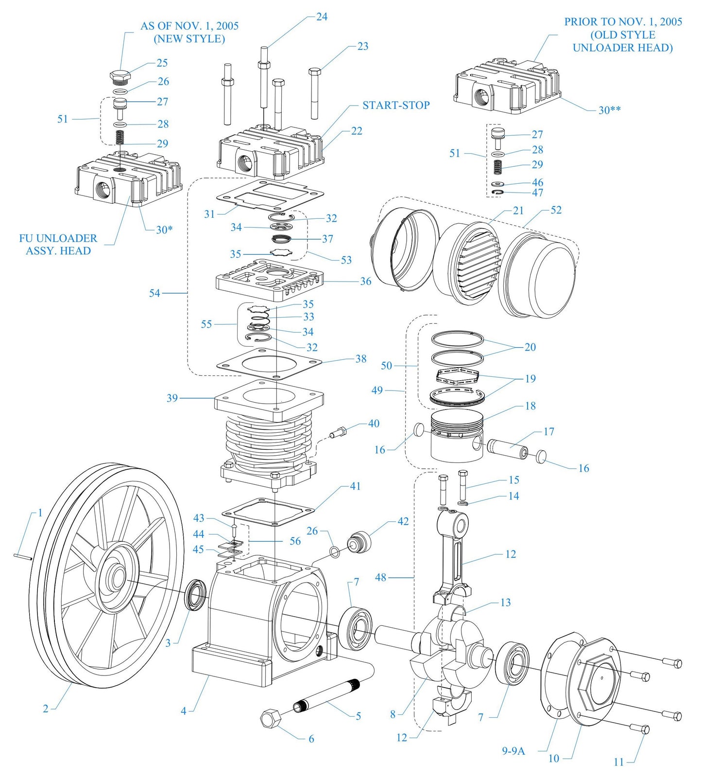 F13S-17UMS One Cylinder Single Stage Assembly Parts