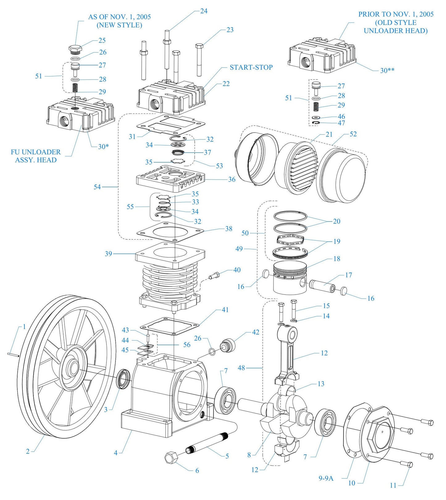 F34A-30-SSC One Cylinder Single Stage Assembly Parts