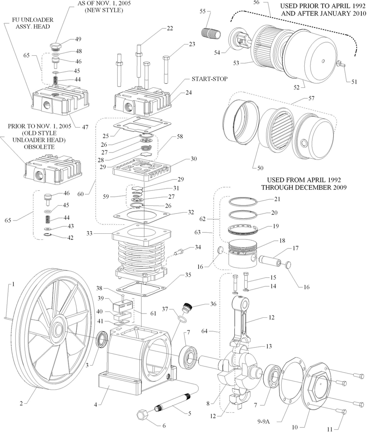 F Pump One Cylinder Single Stage Assembly Parts