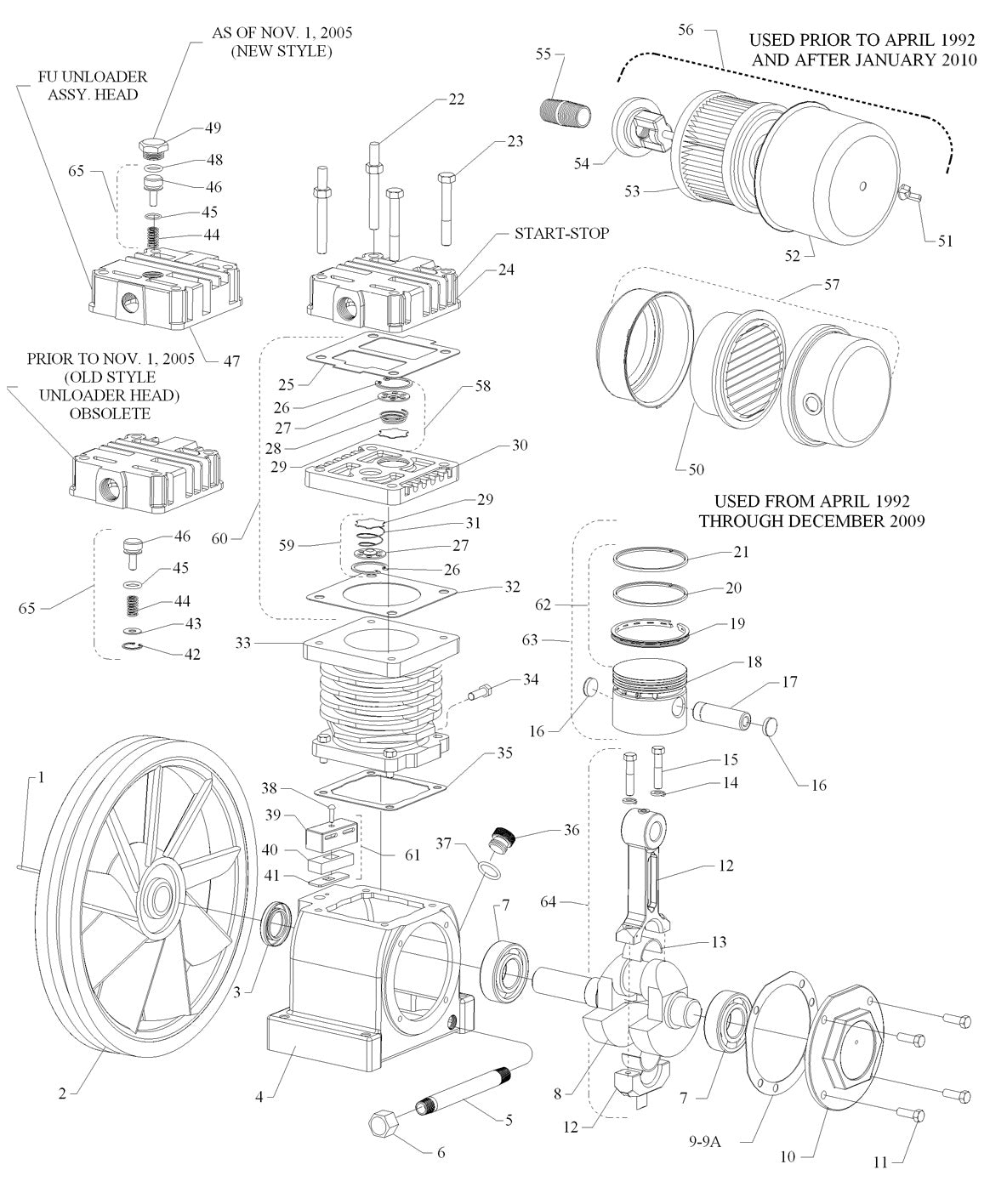 F and FU Pump Single Stage Air Compressor Assembly Parts By Jenny
