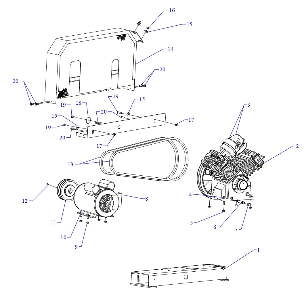 GC2A-B Single Phase Air Compressor Assembly Parts By Jenny