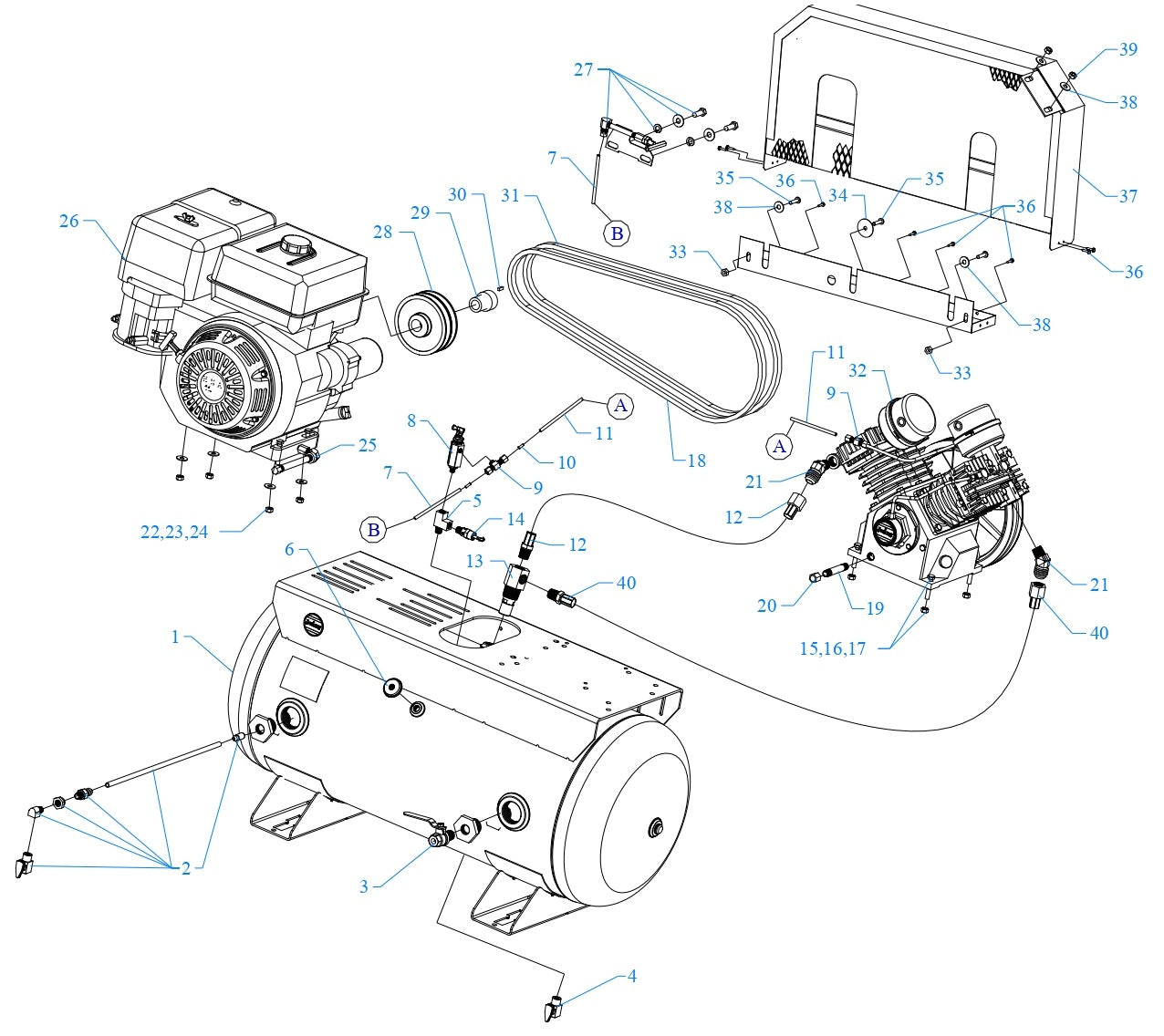 GC11HGA-30T Single Stage Air Compressor Assembly Parts By Jenny