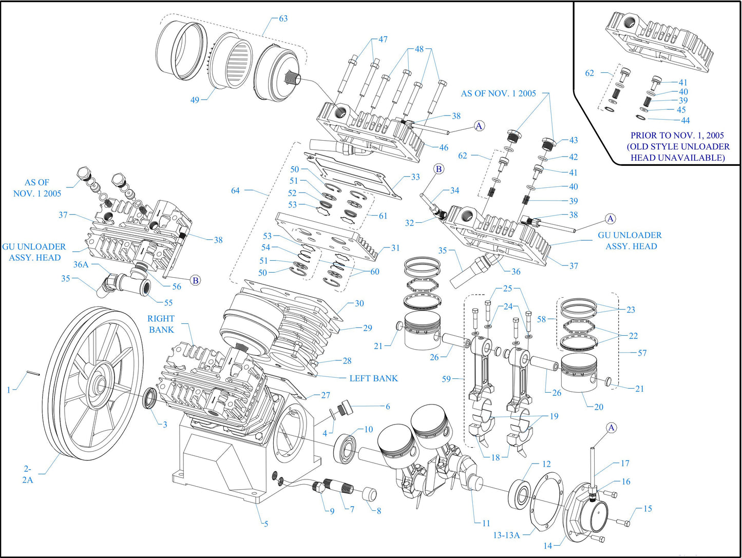 GC5S-BS Four Cylinder-Single Stage Assembly Parts
