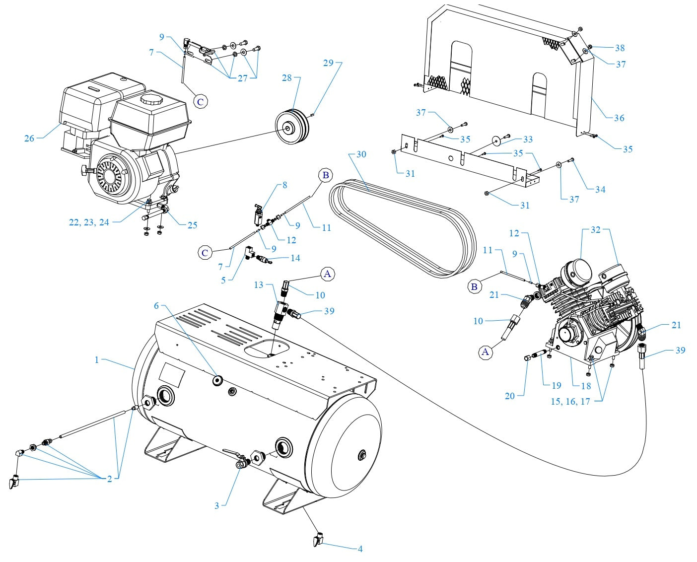 GC8HGA-30T Single Stage Air Compressor Assembly Parts By Jenny