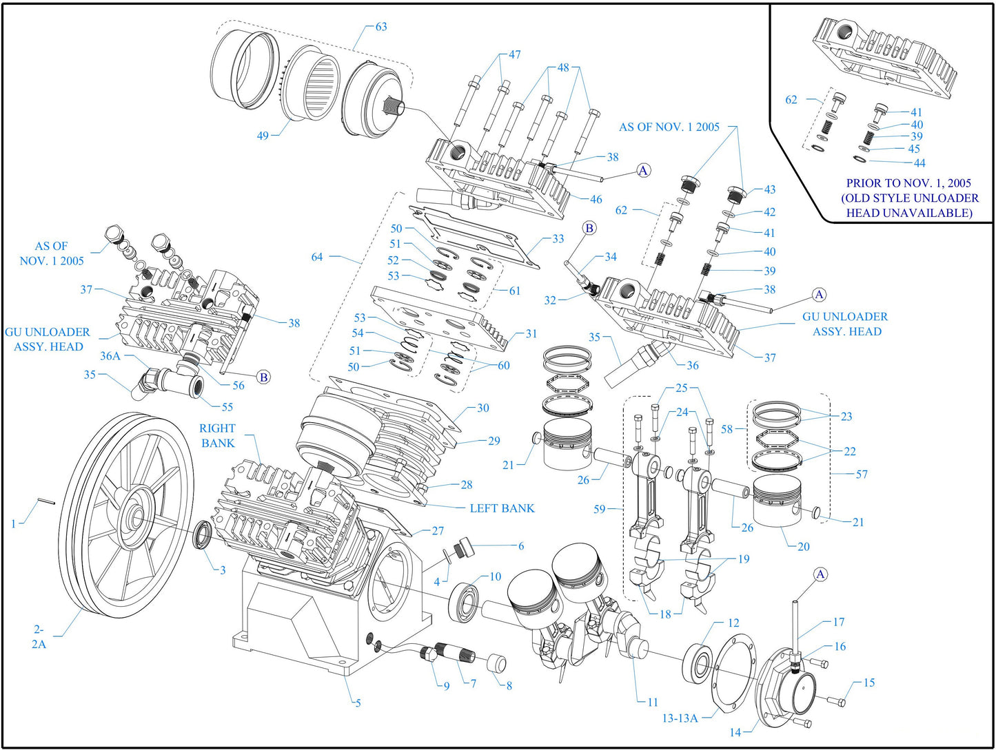 GC8HGA-B Four Cylinder-Single Stage Assembly Parts