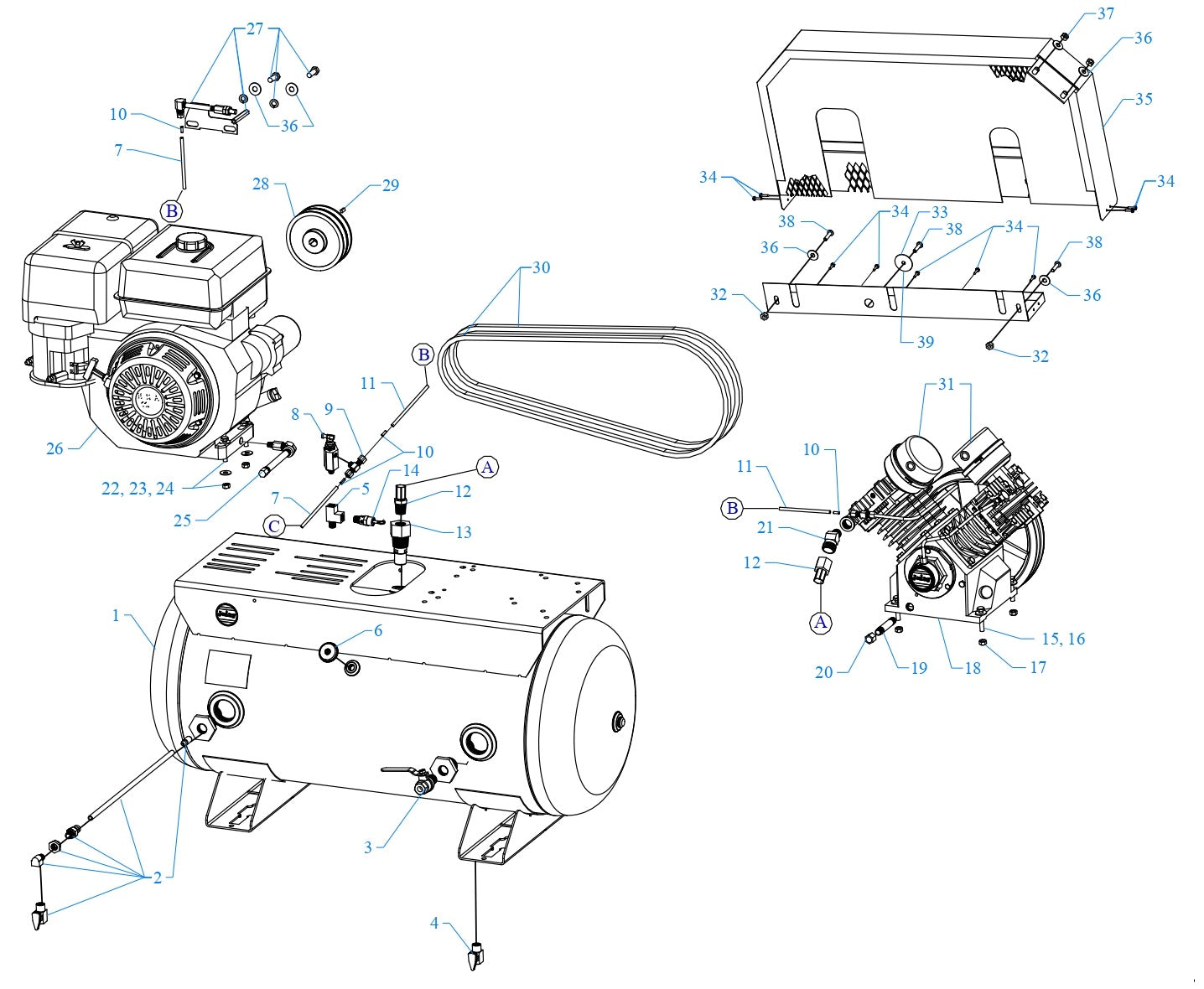 GT11HGB-30T Two Stage Air Compressor Assembly Parts By Jenny