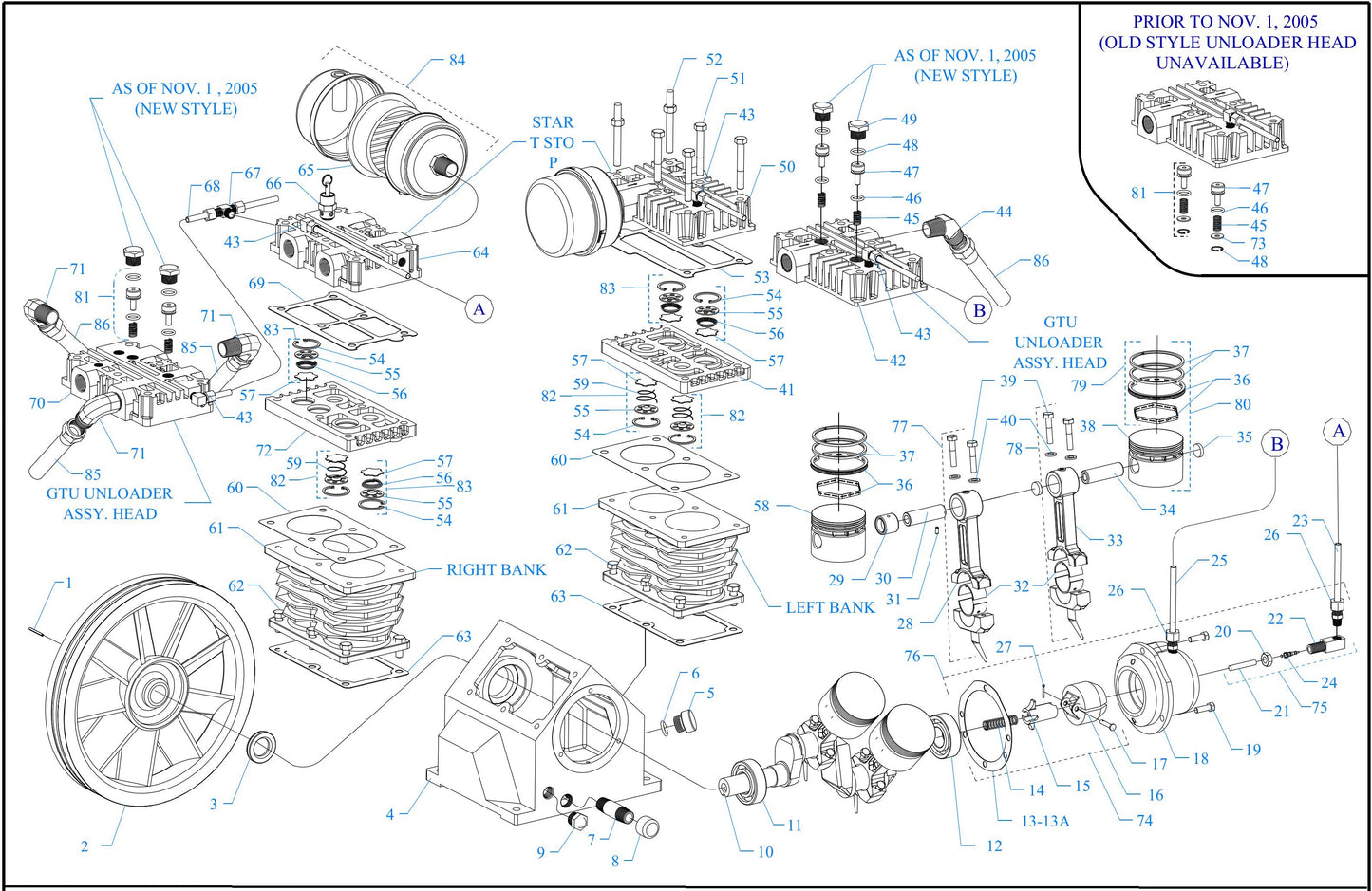 GT2B-B Four Cylinder-Two Stage Assembly Parts