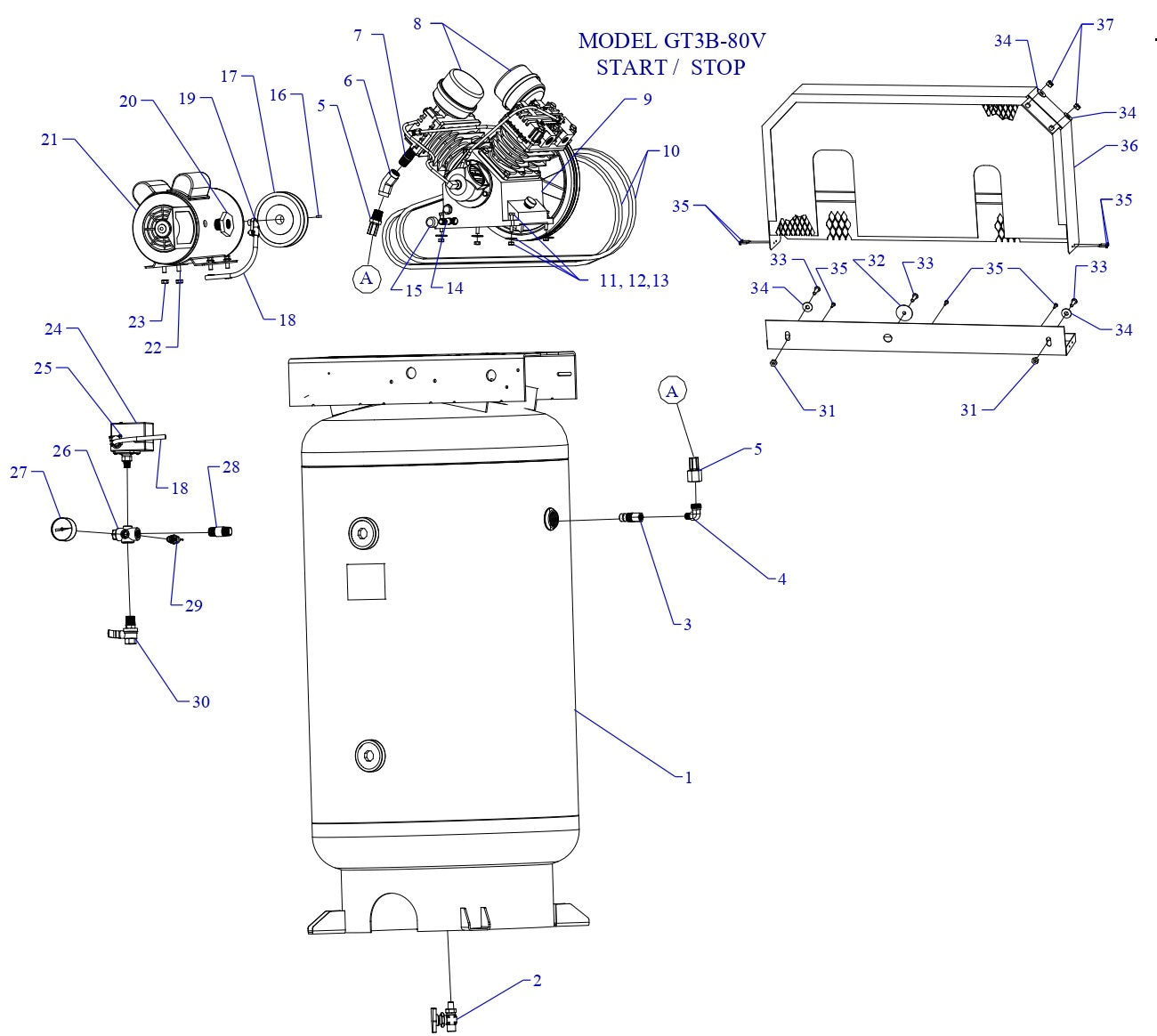 GT3B-80V-SSC Single & Three Phase Assembly Parts By Jenny