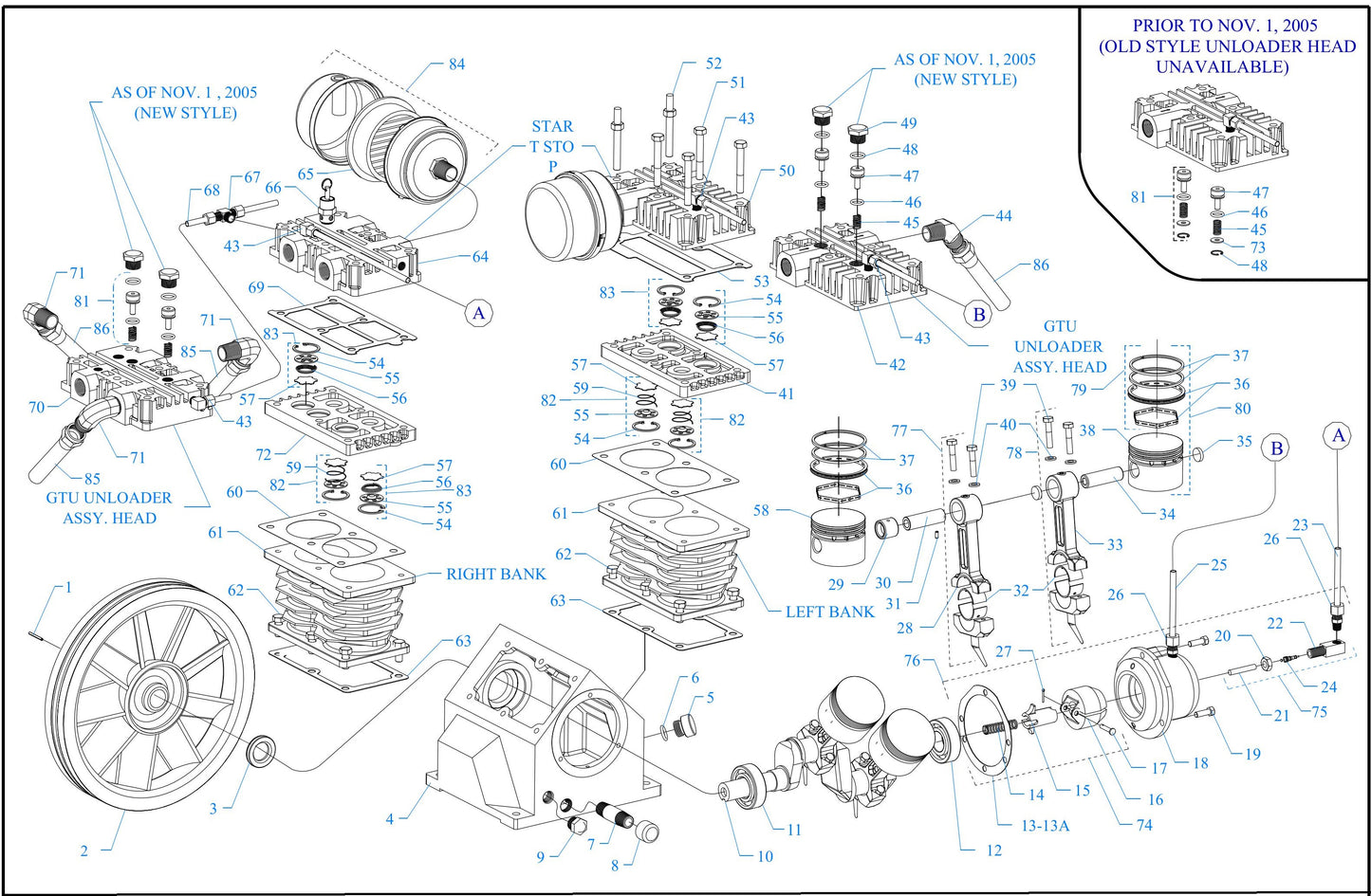 GT3B-B Four Cylinder-Two Stage Assembly Parts