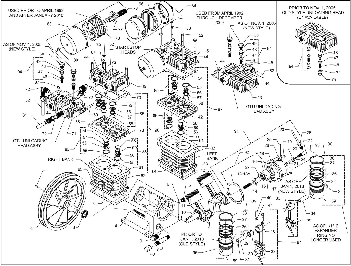 GT Pump, GTU Pump Four Cylinder-Two Stage Assembly Parts