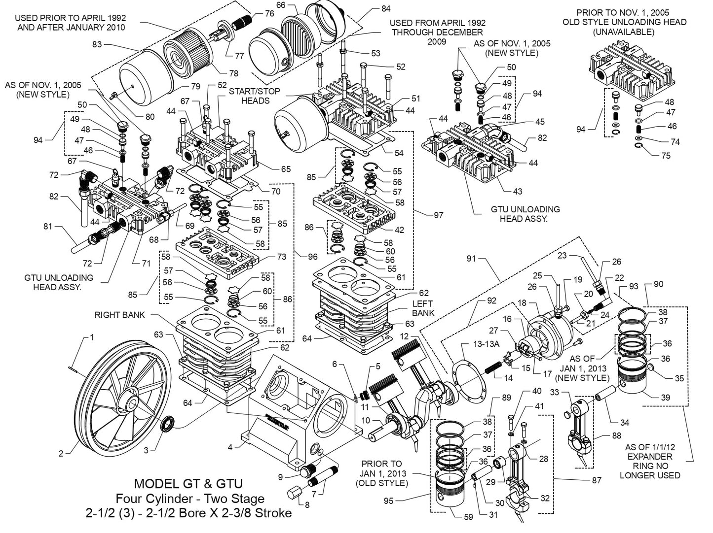 Model GT Pump Single Stage Air Compressor Assembly Parts By Jenny