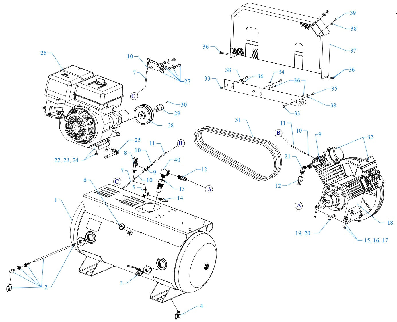 J11HGA-30T Single Stage Air Compressor Assembly Parts By Jenny