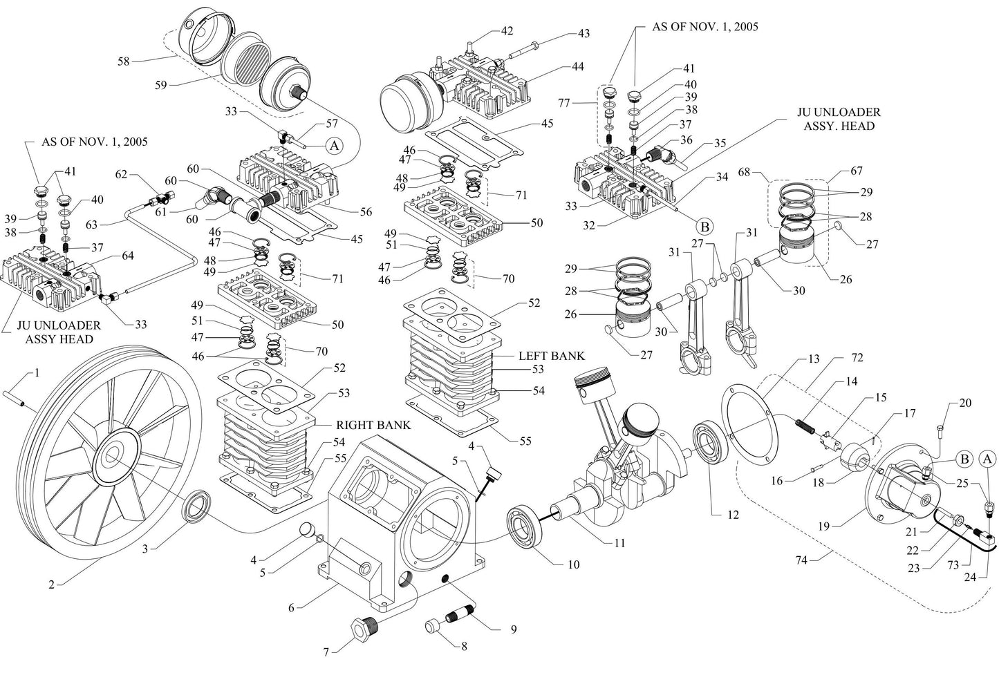 J11HGA-B Four Cylinder Single Stage Assembly Parts