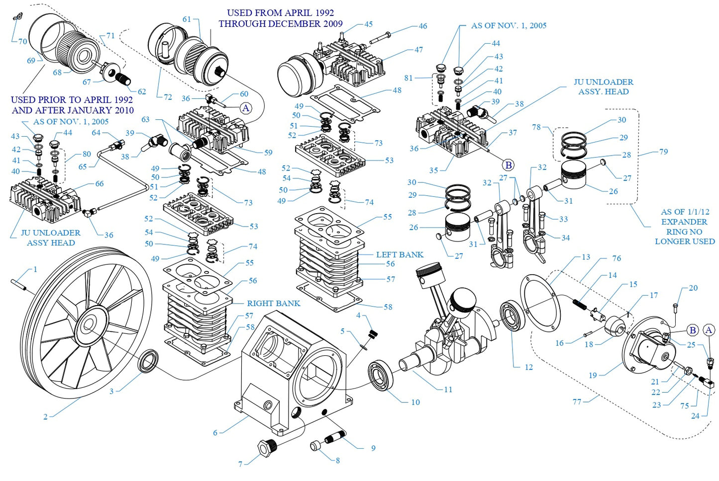 Model J Pump Single Stage Air Compressor Assembly Parts By Jenny