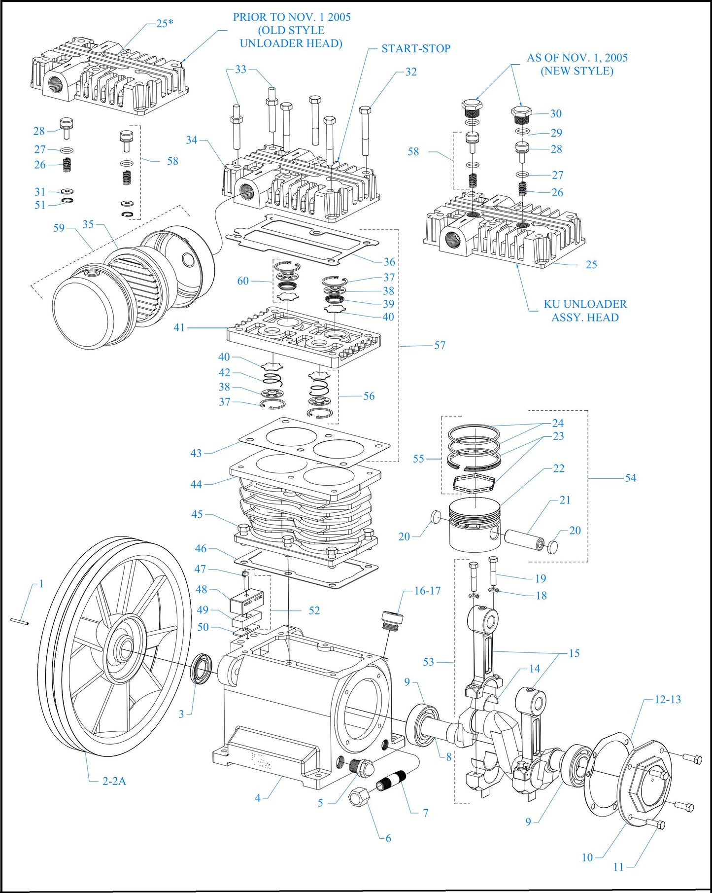 K1A-B Two Cylinder Single Stage/Pump Assembly Parts