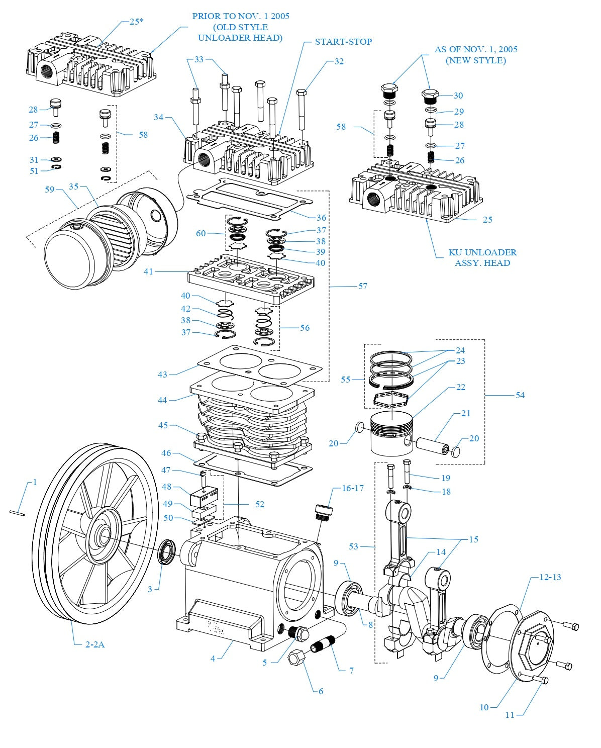 Model K & KU Air Compressor Pump Assembly Parts By Jenny