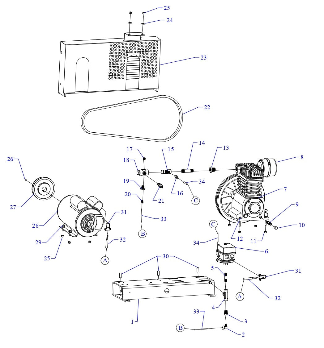 K2S-BS ACGK Single Phase Air Compressor Assembly Parts By Jenny