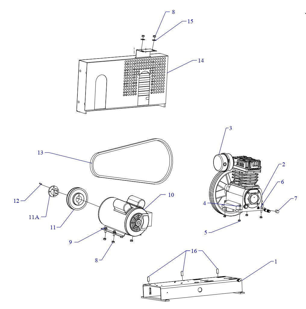 K2S-BS Single Phase Air Compressor Assembly Parts By Jenny
