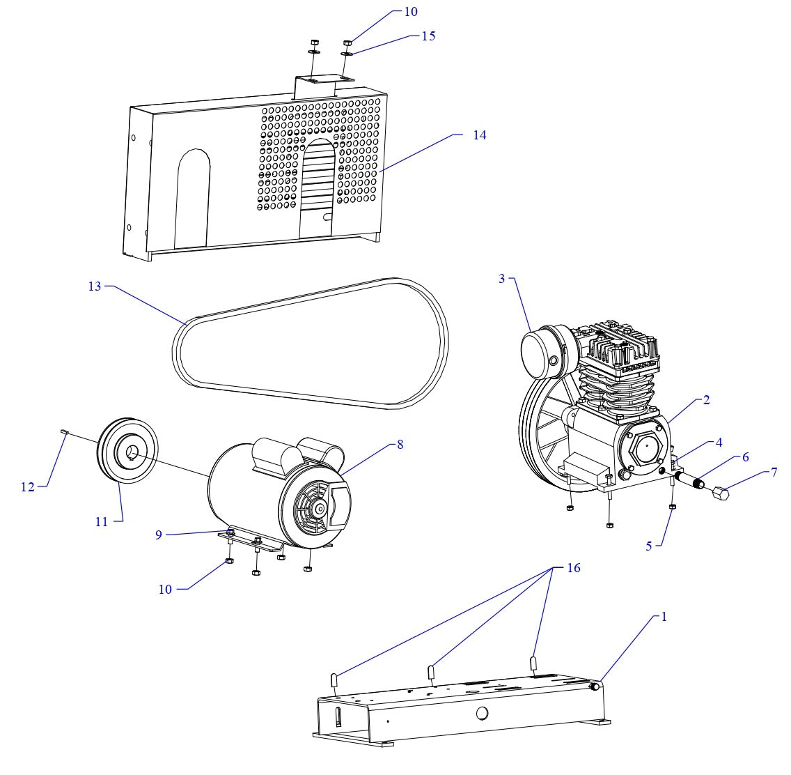 K34S-BS Single Phase Air Compressor Assembly Parts By Jenny