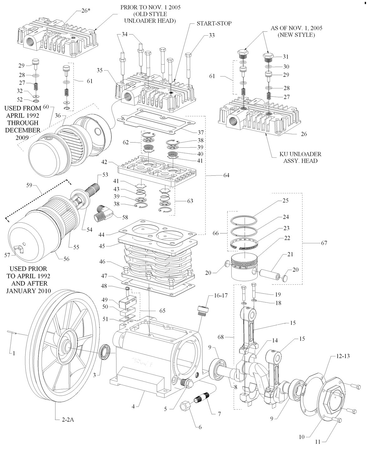 Model K Pump Single Stage Air Compressor Assembly Parts By Jenny