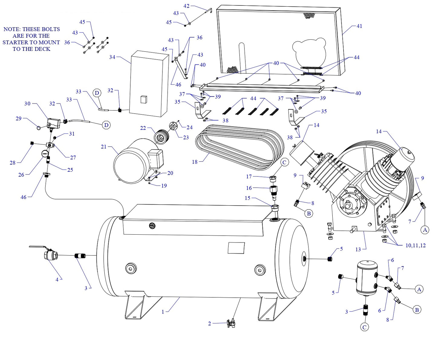 T20C-120C-SSC Single & Three Phase Air Compressor Assembly Parts By Jenny