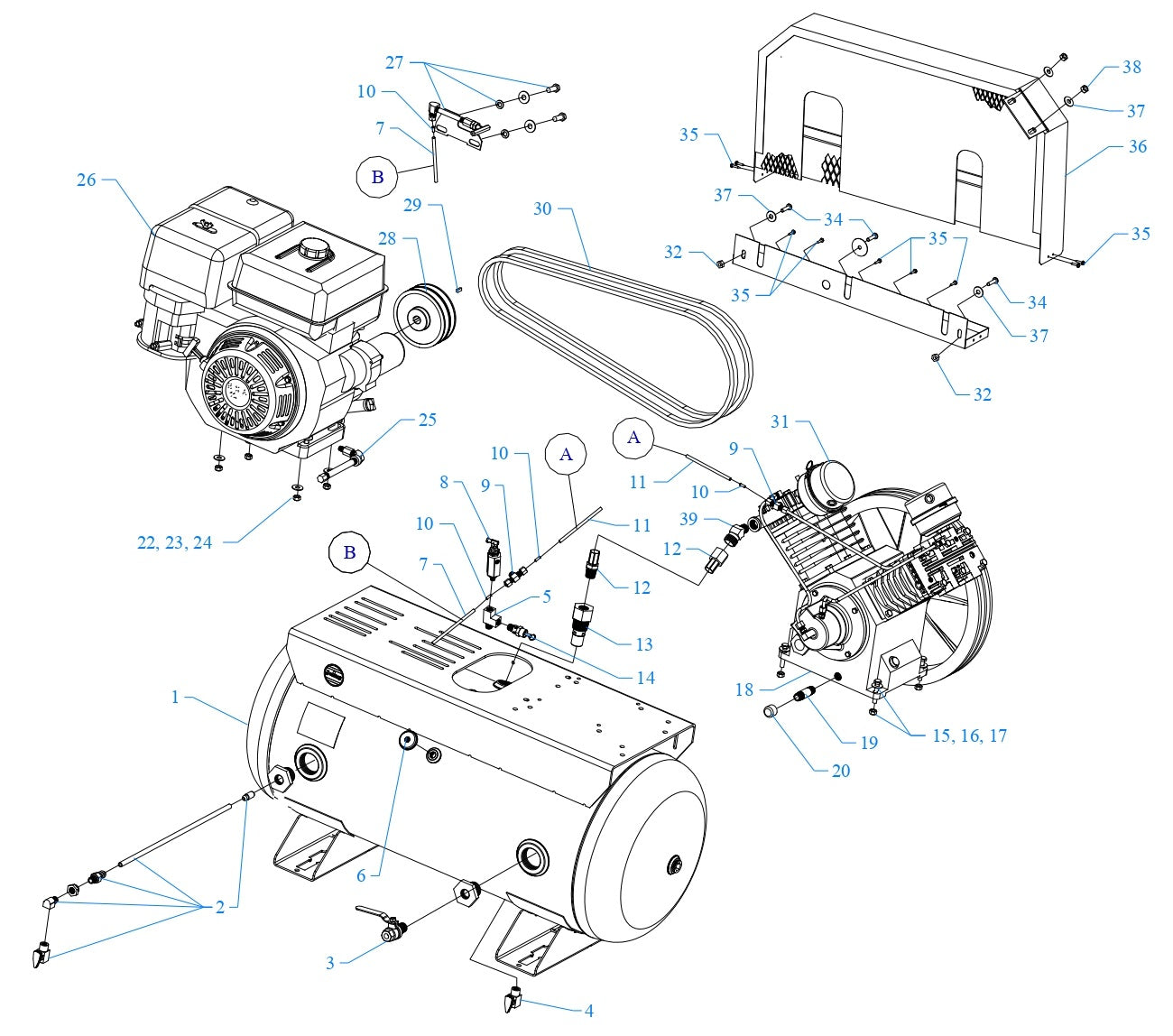 W11HGB-30T Two Stage Air Compressor Assembly Parts By Jenny