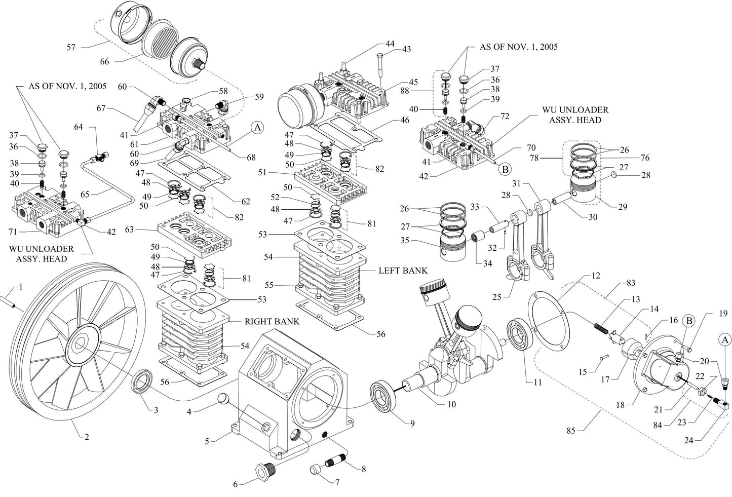 W11HGB-B Four Cylinder Two Stage Assembly Parts