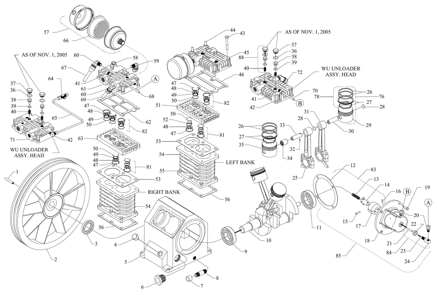W3C-80C-SSC Four Cylinder Two Stage Assembly Parts