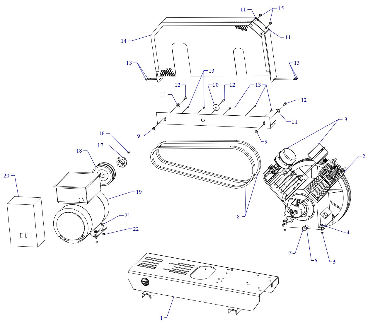 W3B-B Single & Three Phase Air Compressor Assembly Parts By Jenny