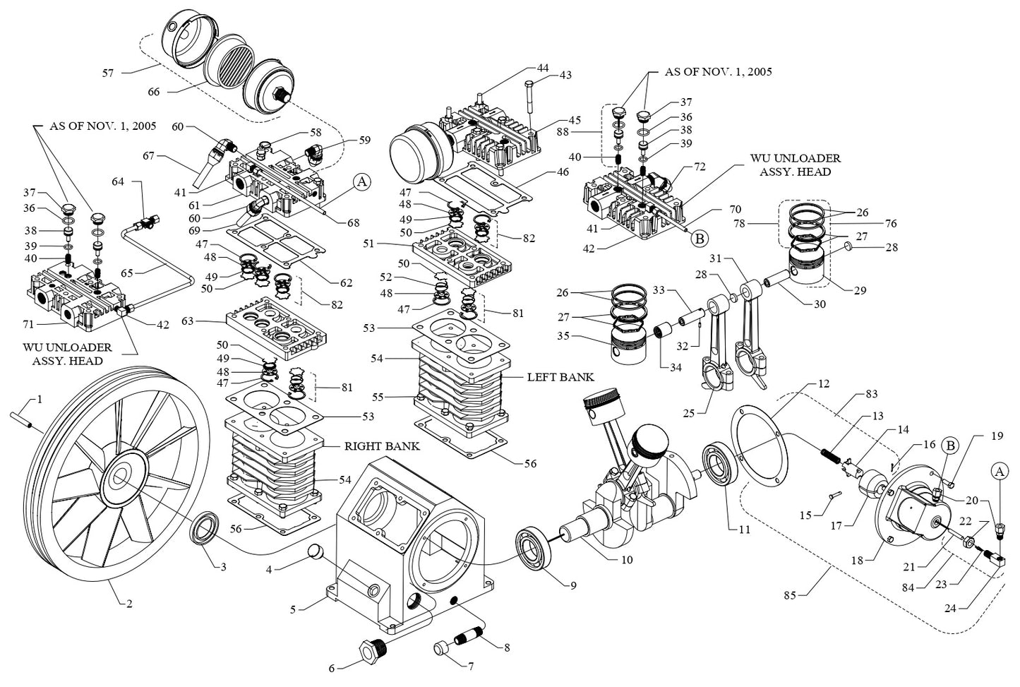 Model W and WU Air Compressor Pump Assembly Parts By Jenny