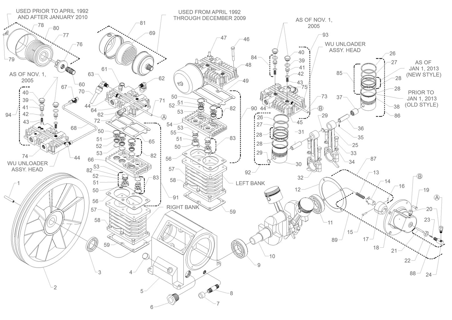 Model W and WU Pump Assembly Parts By Jenny