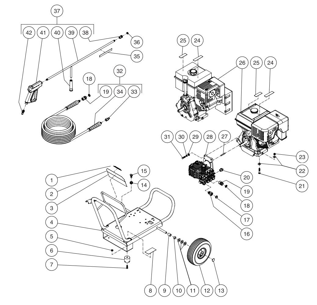 P-4003-0MHB/0MVB (sn:0-99999999) Frame Assembly Parts by MI-T-M