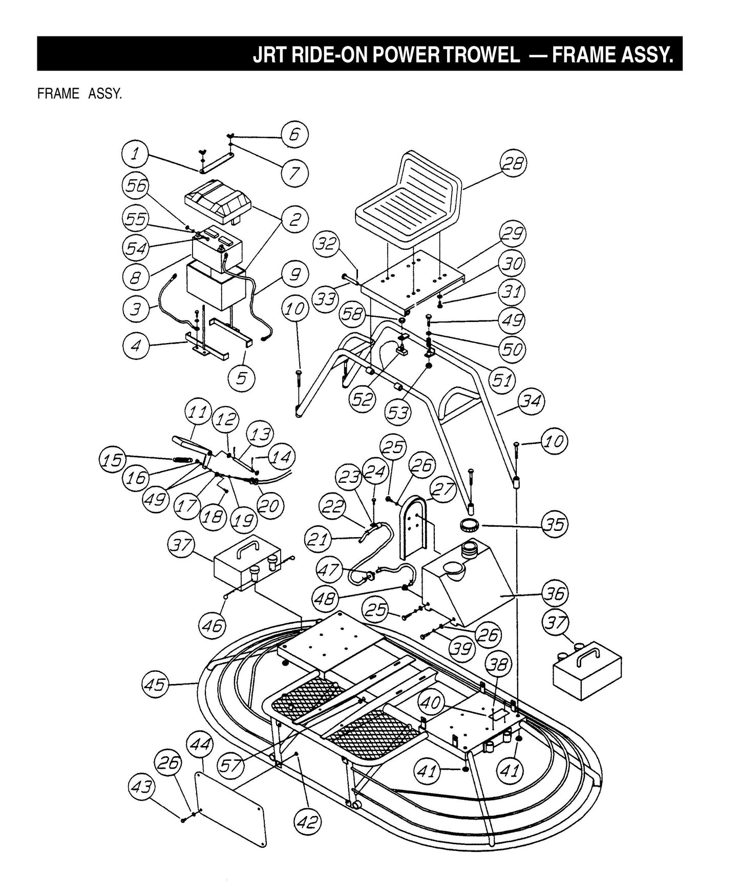 JRT Ride-On Power Trowel-Frame Assembly (Fig 1)