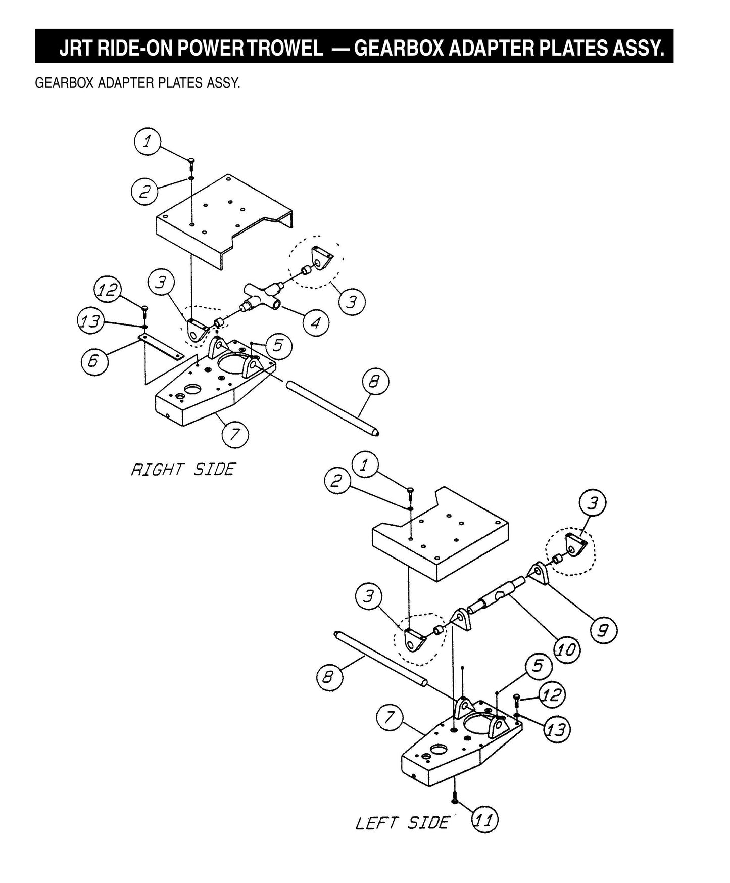 JRT Ride-On Power Trowel-Gearbox Adapter Plates Assembly