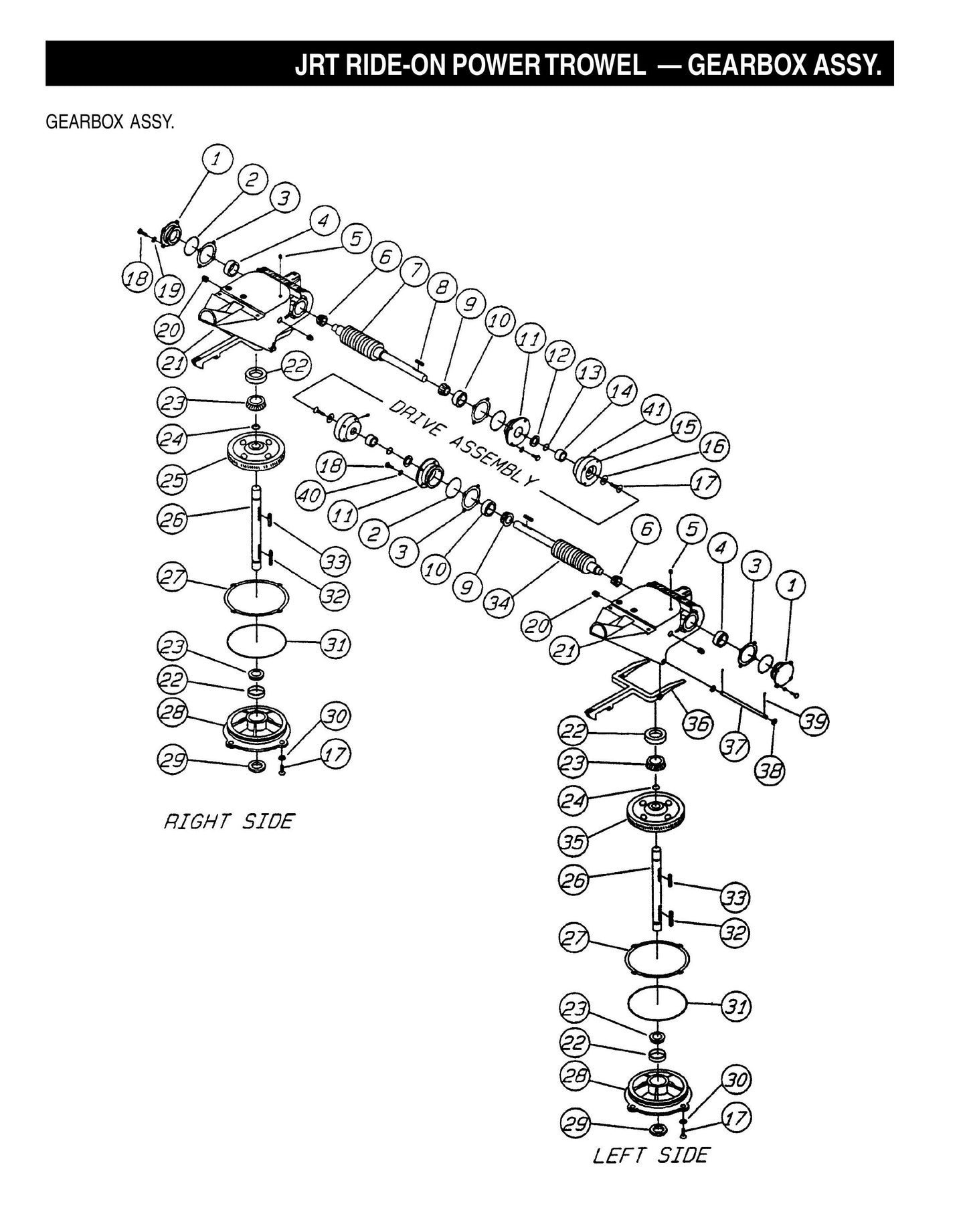 JRT Ride-On Power Trowel-Gearbox Assembly (Fig 1)