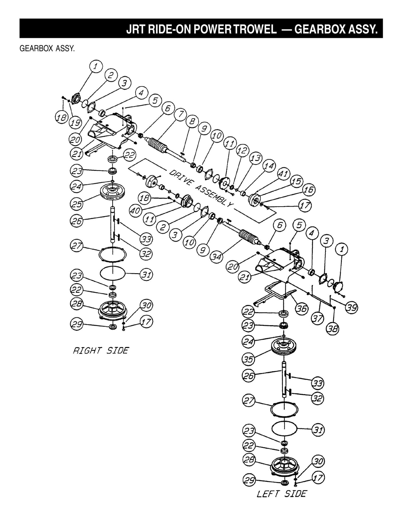 JRT Ride-On Power Trowel-Gearbox Assembly (Fig 2)