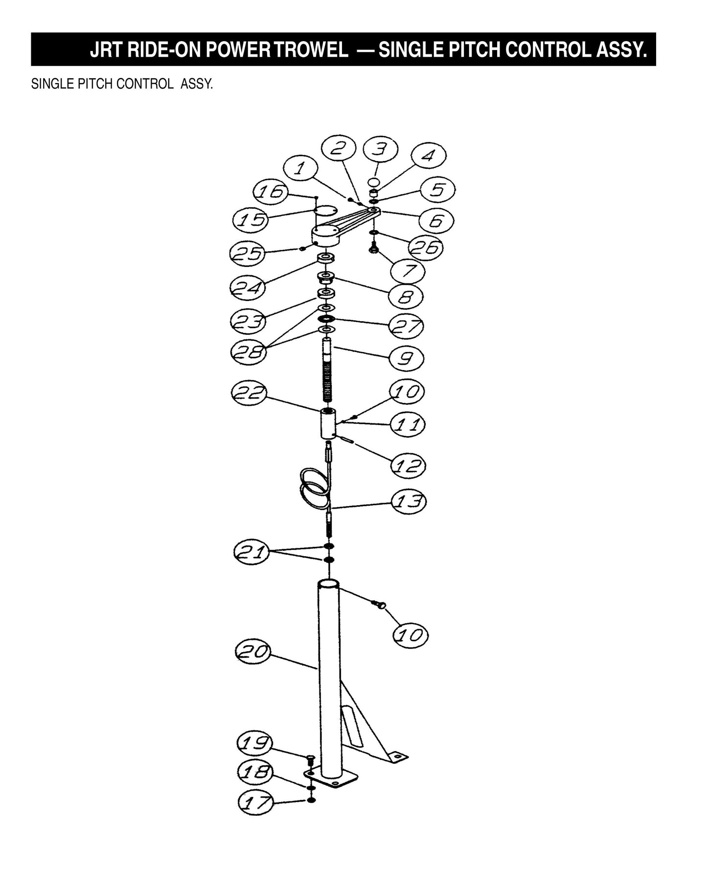 JRT Ride-On Power Trowel-Single Pitch Control Assembly