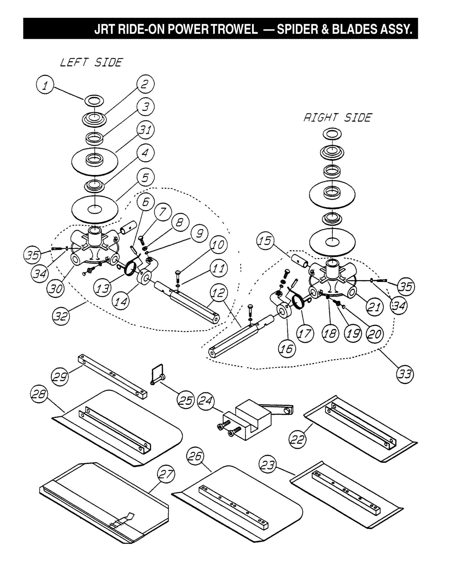 JRT Ride-On Power Trowel-Spider and Blades Assembly