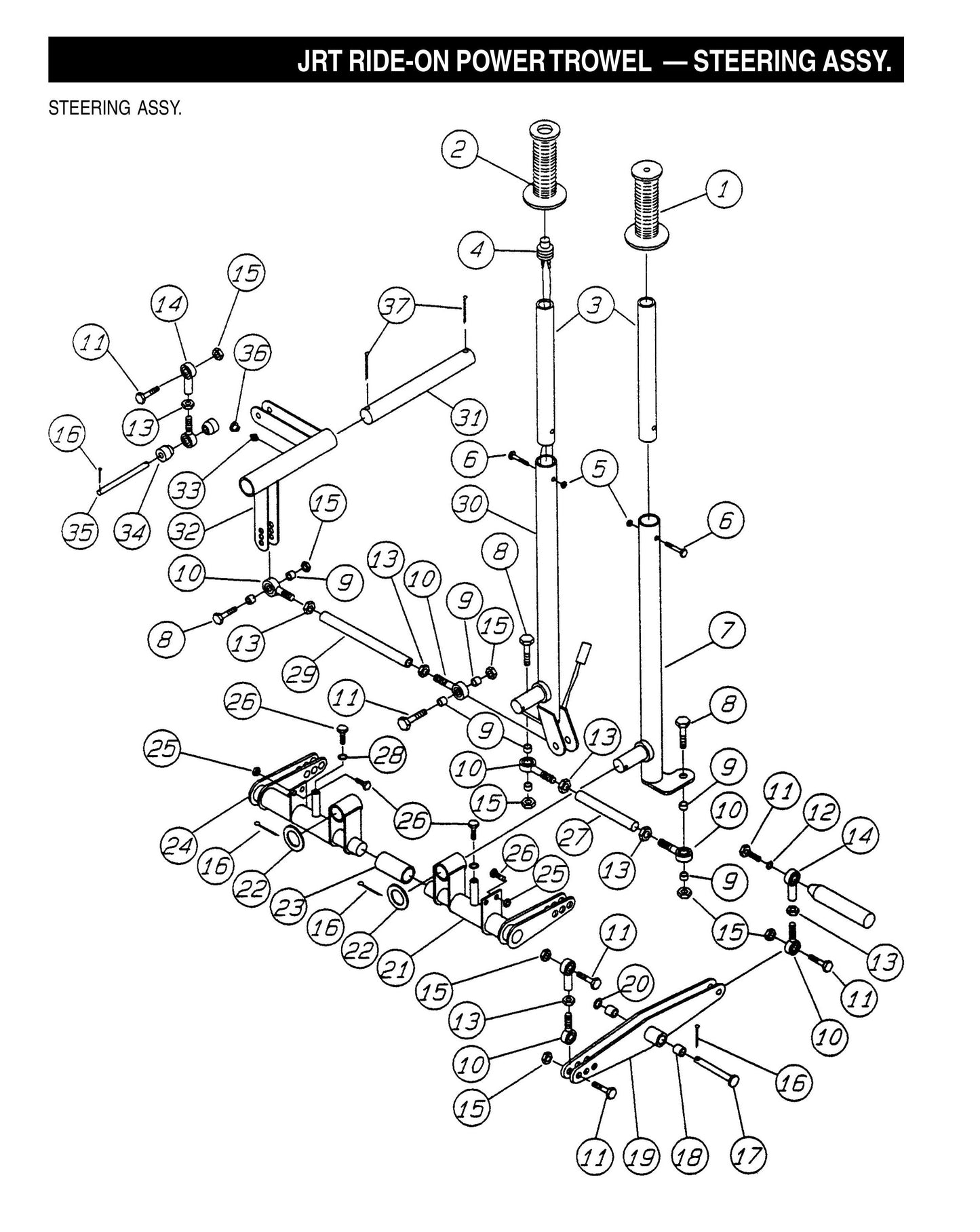 JRT Ride-On Power Trowel-Steering Assembly